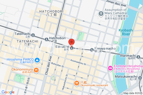 胡町メンズエステの地図です。map of Ebisuchō station where spa and massage salons are located