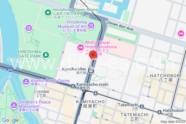 県庁前(広島)メンズエステの地図です。map of Kenchō-mae station where spa and massage salons are located