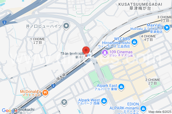新井口メンズエステの地図です。map of Shin-Inokuchi station where spa and massage salons are located