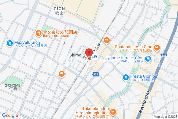 下祇園メンズエステの地図です。map of Shimo-Gion station where spa and massage salons are located