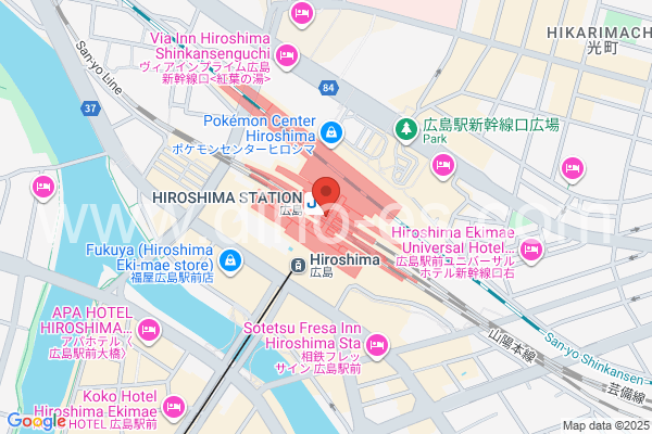 広島メンズエステの地図です。map of Hiroshima station where spa and massage salons are located