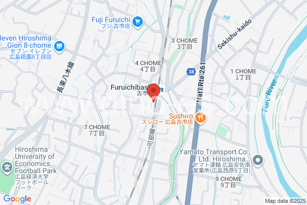 古市橋メンズエステの地図です。map of Furuichibashi station where spa and massage salons are located