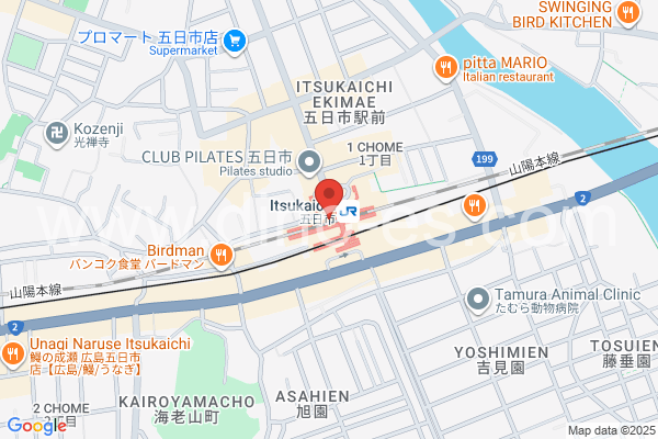 五日市メンズエステの地図です。map of Itsukaichi station where spa and massage salons are located