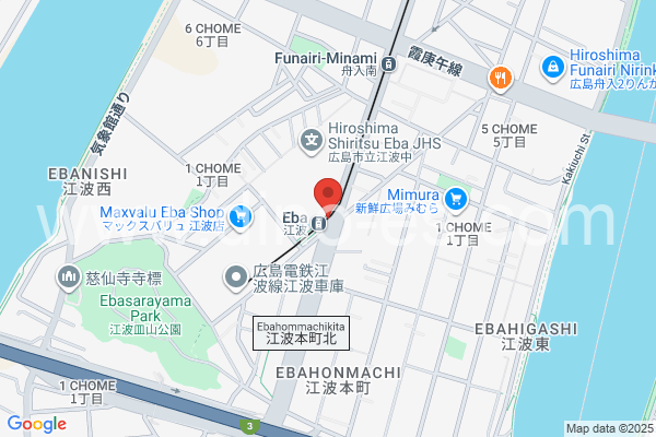 江波メンズエステの地図です。map of Eba station where spa and massage salons are located