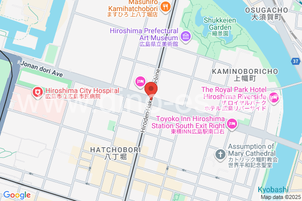 女学院前メンズエステの地図です。map of Jogakuin-mae station where spa and massage salons are located