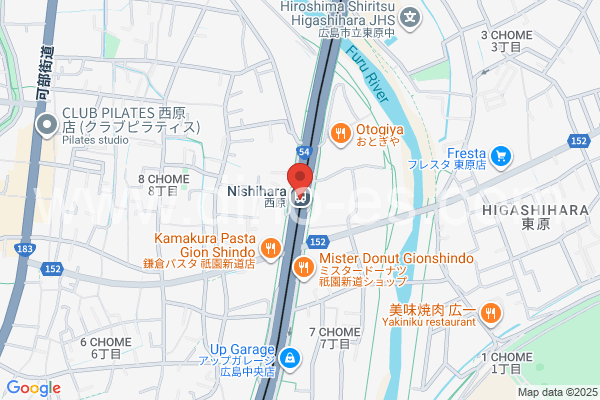 西原(広島)メンズエステの地図です。map of Nishibara station where spa and massage salons are located