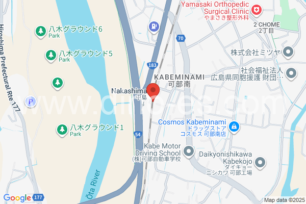 中島(広島)メンズエステの地図です。map of Nakajima station where spa and massage salons are located
