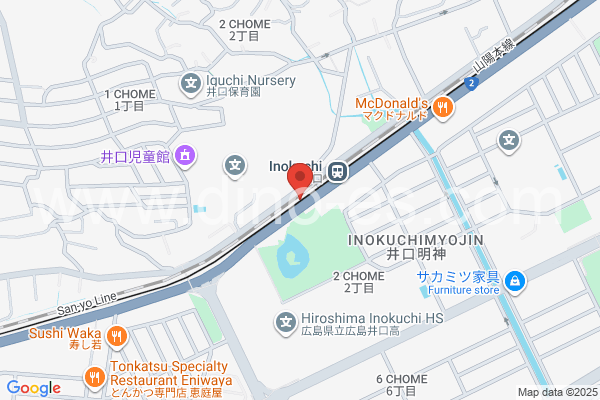 井口(広島)メンズエステの地図です。map of Inokuchi station where spa and massage salons are located
