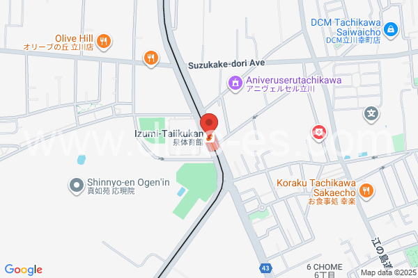 泉体育館メンズエステの地図です。map of Izumi-Taiikukan station where spa and massage salons are located
