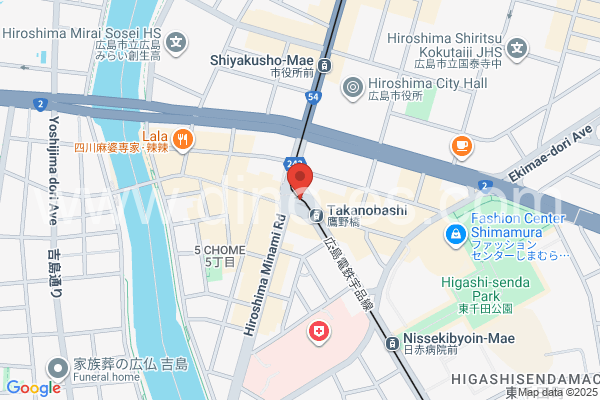 鷹野橋メンズエステの地図です。map of Takanobashi station where spa and massage salons are located