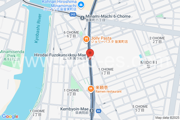 広大附属学校前メンズエステの地図です。map of Hirodaifuzokugakkō-mae station where spa and massage salons are located