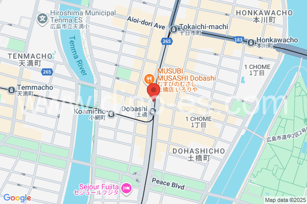 土橋(広島)メンズエステの地図です。map of Tsuchihashi station where spa and massage salons are located