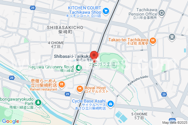 柴崎体育館メンズエステの地図です。map of Shibasaki-Taiikukan station where spa and massage salons are located
