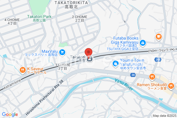高取メンズエステの地図です。map of Takatori station where spa and massage salons are located