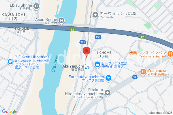 安芸矢口メンズエステの地図です。map of Akiyaguchi station where spa and massage salons are located