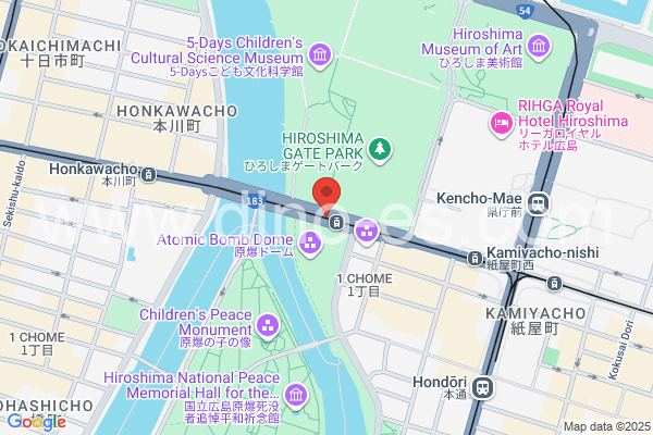 原爆ドーム前メンズエステの地図です。map of Atomic Bomb Dome station where spa and massage salons are located
