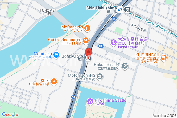 城北メンズエステの地図です。map of Johoku station where spa and massage salons are located