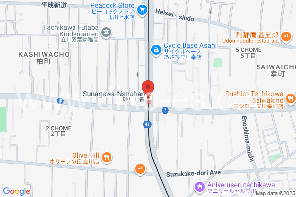 砂川七番メンズエステの地図です。map of Sunagawa-Nanaban station where spa and massage salons are located
