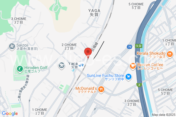 矢賀メンズエステの地図です。map of Yaga station where spa and massage salons are located