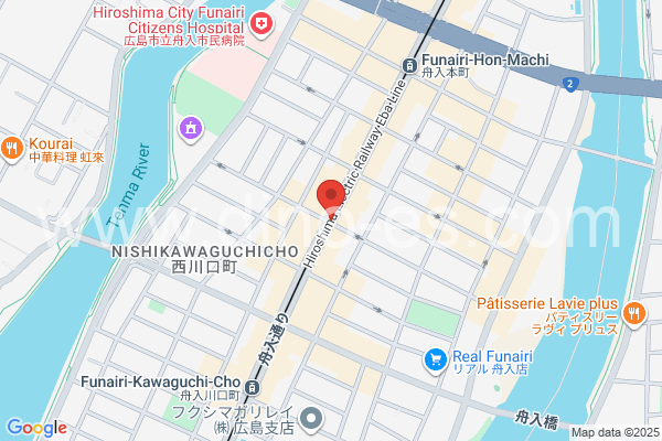 舟入幸町メンズエステの地図です。map of Funairi-saiwai-chō station where spa and massage salons are located