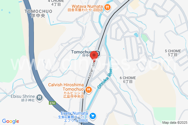 伴中央メンズエステの地図です。map of Tomo-chūō station where spa and massage salons are located