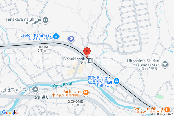 安東メンズエステの地図です。map of Yasuhigashi station where spa and massage salons are located