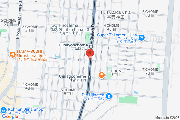 宇品四丁目メンズエステの地図です。map of Ujina 4-chome station where spa and massage salons are located