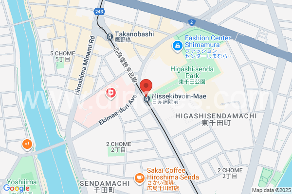 日赤病院前メンズエステの地図です。map of Nisseki-byōinmae station where spa and massage salons are located