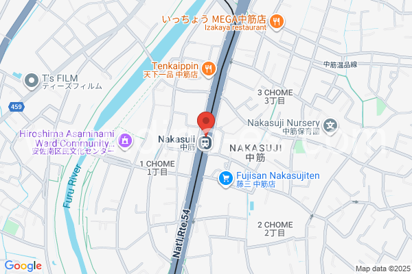中筋メンズエステの地図です。map of Nakasuji station where spa and massage salons are located