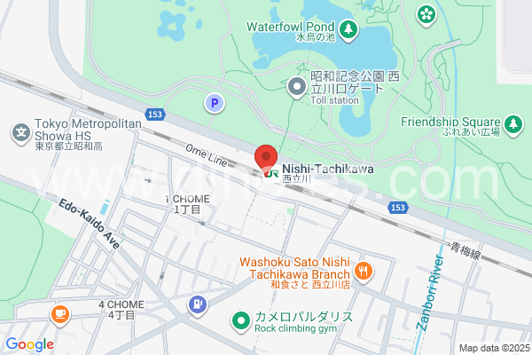西立川メンズエステの地図です。map of Nishi-Tachikawa station where spa and massage salons are located