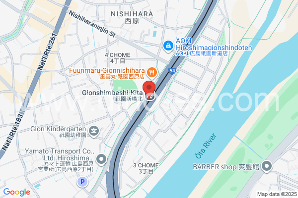 祇園新橋北メンズエステの地図です。map of Gion-shimbashikita station where spa and massage salons are located