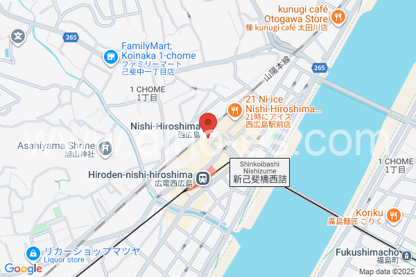 西広島メンズエステの地図です。map of Nishi-Hiroshima station where spa and massage salons are located