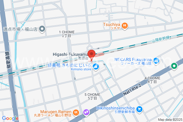 東福山メンズエステの地図です。map of Higashi-Fukuyama station where spa and massage salons are located