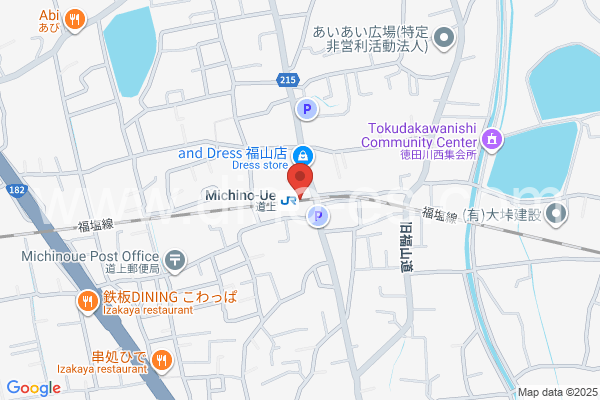 道上メンズエステの地図です。map of Michinoue station where spa and massage salons are located