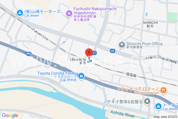 新市メンズエステの地図です。map of Shin-ichi station where spa and massage salons are located