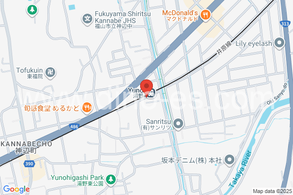 湯野メンズエステの地図です。map of Yuno station where spa and massage salons are located