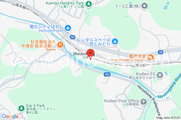 白市メンズエステの地図です。map of Shiraichi station where spa and massage salons are located