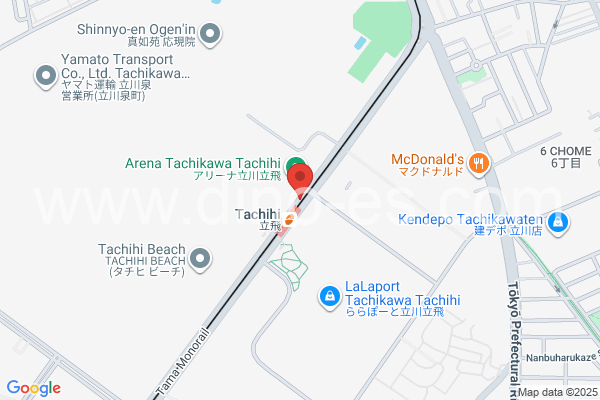 立飛メンズエステの地図です。map of Tachihi station where spa and massage salons are located