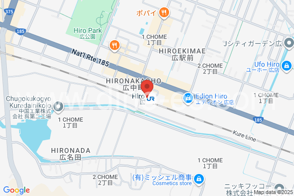 広メンズエステの地図です。map of Hiro station where spa and massage salons are located