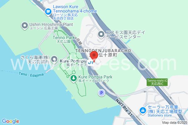 呉ポートピアメンズエステの地図です。map of Kure-Portopia station where spa and massage salons are located