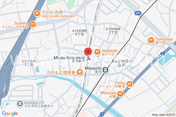 宮内串戸メンズエステの地図です。map of Miyauchikushido station where spa and massage salons are located