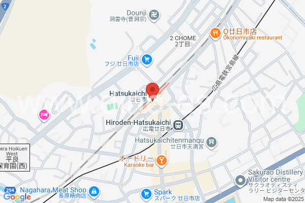 廿日市メンズエステの地図です。map of Hatsukaichi station where spa and massage salons are located