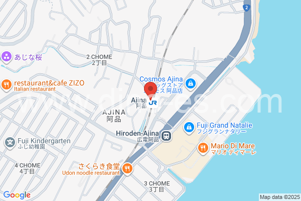 阿品メンズエステの地図です。map of Ajina station where spa and massage salons are located