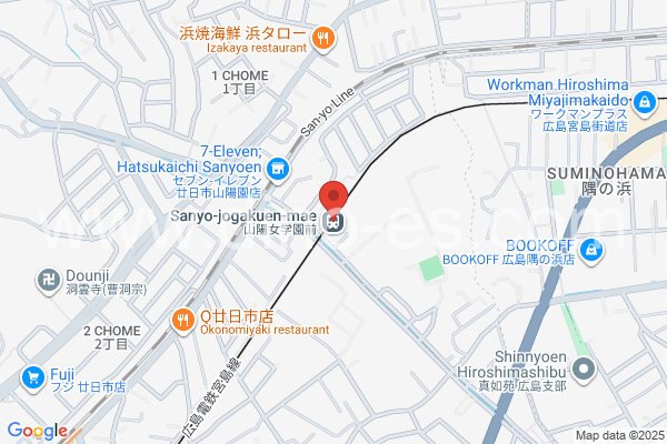 山陽女子大前メンズエステの地図です。map of Sanyō-Joshidaimae station where spa and massage salons are located
