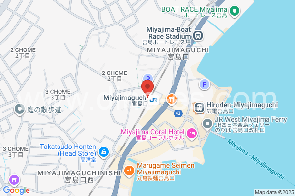 宮島口メンズエステの地図です。map of Miyajimaguchi station where spa and massage salons are located