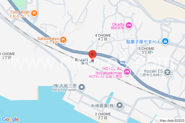 糸崎メンズエステの地図です。map of Itozaki station where spa and massage salons are located