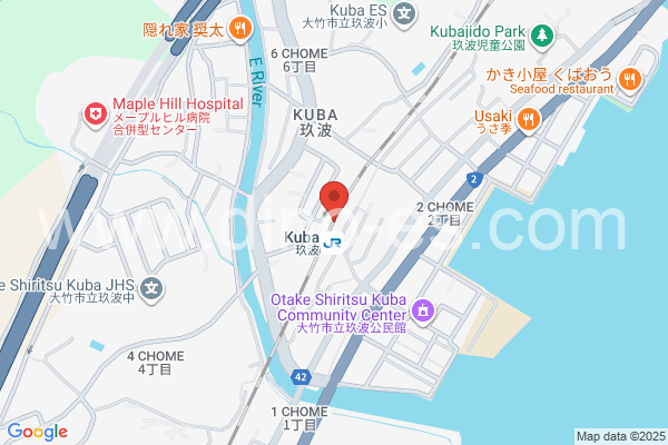 玖波メンズエステの地図です。map of Kuba station where spa and massage salons are located
