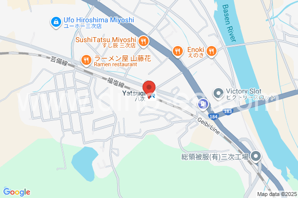 八次メンズエステの地図です。map of Yatsugi station where spa and massage salons are located