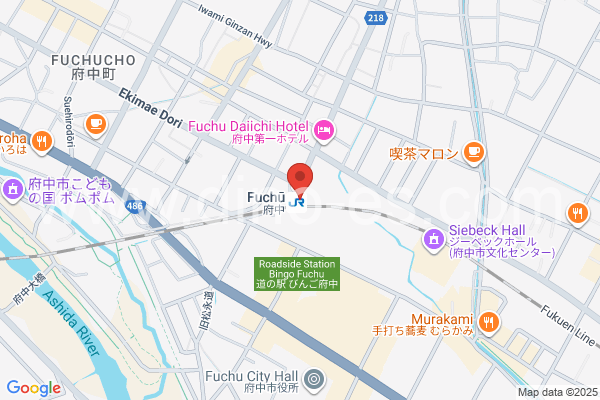 府中(広島)メンズエステの地図です。map of Kō station where spa and massage salons are located