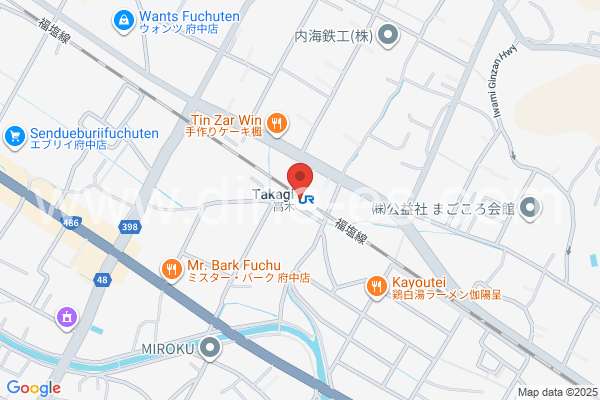 高木(広島)メンズエステの地図です。map of Takagi station where spa and massage salons are located